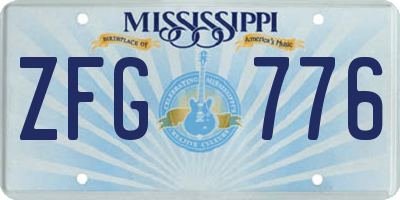 MS license plate ZFG776