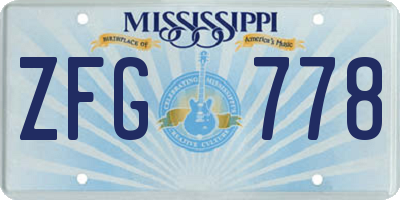 MS license plate ZFG778