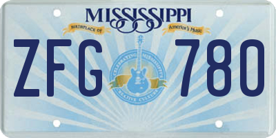 MS license plate ZFG780