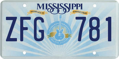 MS license plate ZFG781