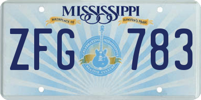MS license plate ZFG783