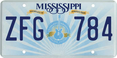 MS license plate ZFG784