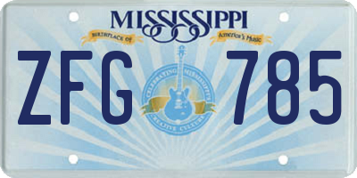 MS license plate ZFG785