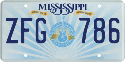 MS license plate ZFG786