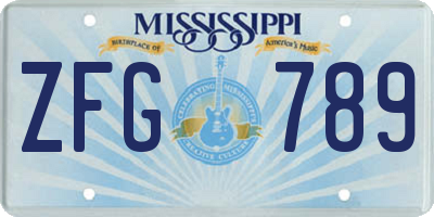 MS license plate ZFG789