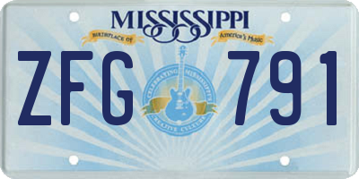 MS license plate ZFG791