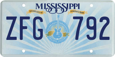 MS license plate ZFG792