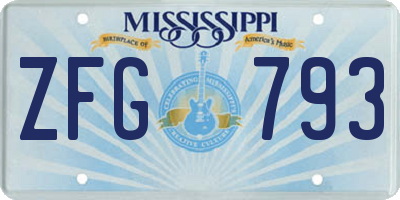 MS license plate ZFG793