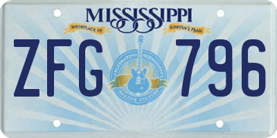 MS license plate ZFG796