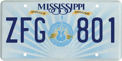 MS license plate ZFG801