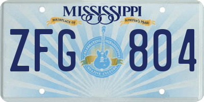 MS license plate ZFG804
