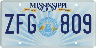 MS license plate ZFG809