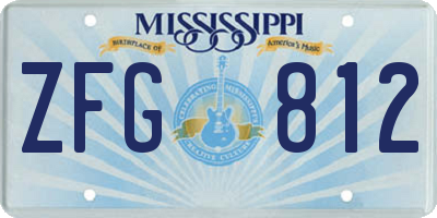 MS license plate ZFG812