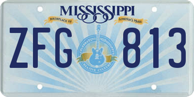 MS license plate ZFG813