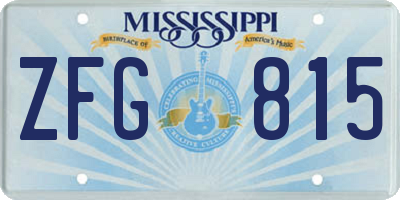MS license plate ZFG815