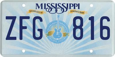 MS license plate ZFG816