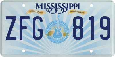 MS license plate ZFG819