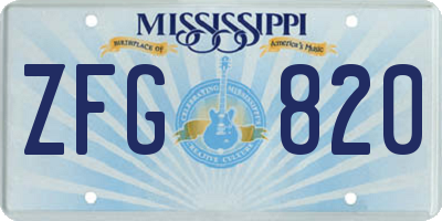 MS license plate ZFG820