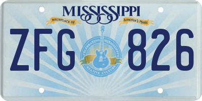 MS license plate ZFG826