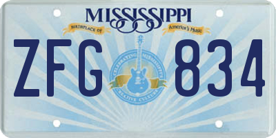 MS license plate ZFG834