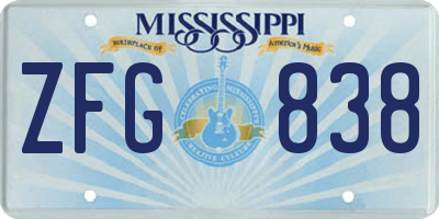 MS license plate ZFG838