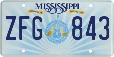 MS license plate ZFG843