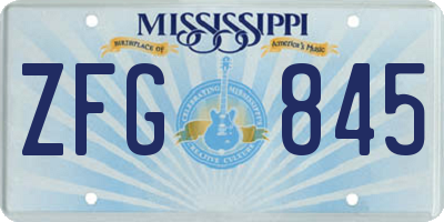 MS license plate ZFG845