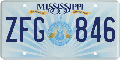 MS license plate ZFG846