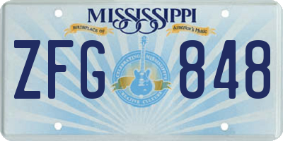 MS license plate ZFG848
