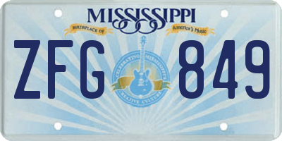 MS license plate ZFG849