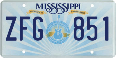 MS license plate ZFG851