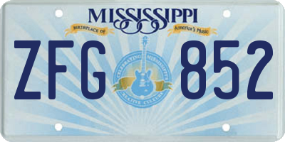 MS license plate ZFG852