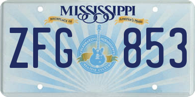 MS license plate ZFG853