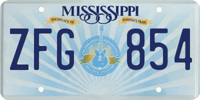 MS license plate ZFG854