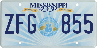 MS license plate ZFG855