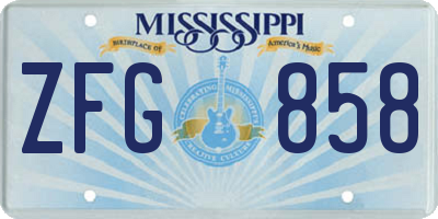 MS license plate ZFG858