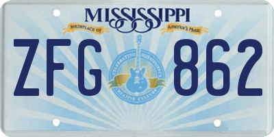 MS license plate ZFG862