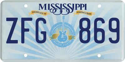 MS license plate ZFG869