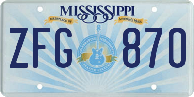MS license plate ZFG870
