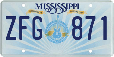 MS license plate ZFG871