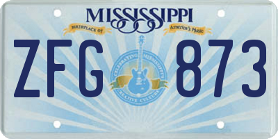 MS license plate ZFG873