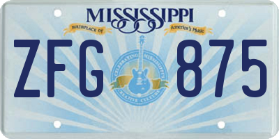 MS license plate ZFG875