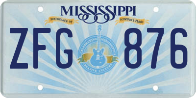 MS license plate ZFG876
