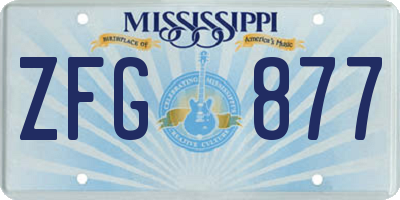 MS license plate ZFG877