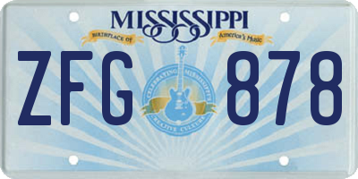 MS license plate ZFG878