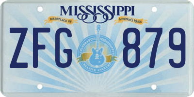MS license plate ZFG879