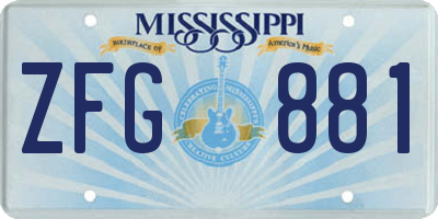 MS license plate ZFG881
