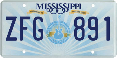 MS license plate ZFG891