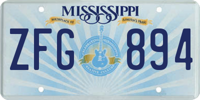 MS license plate ZFG894
