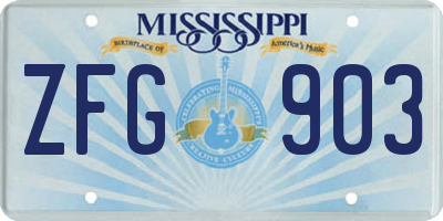 MS license plate ZFG903